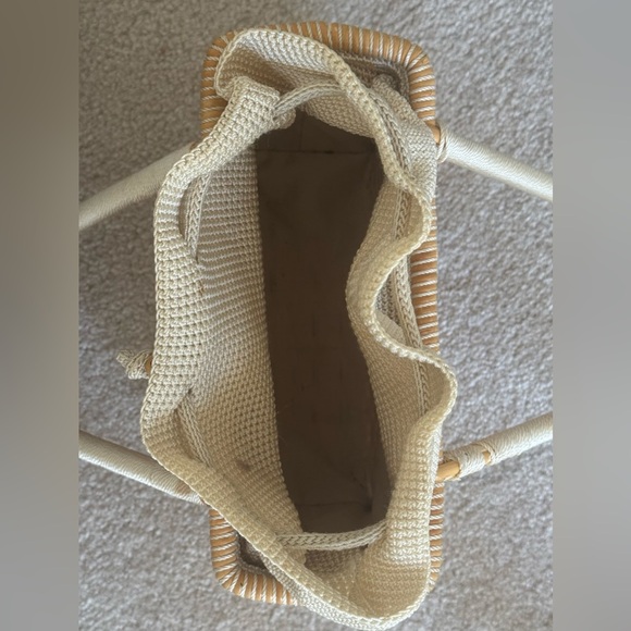 The Sak Elliott Lucca Woven Wicker Basket Bag Drawstring Coastal Market Tote - Picture 4 of 8